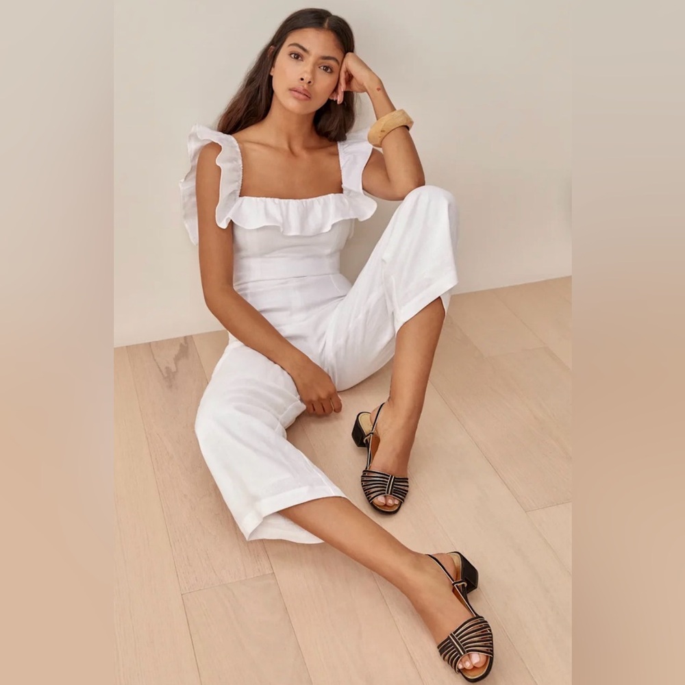 Juniper Linen Jumpsuit White - Size 8